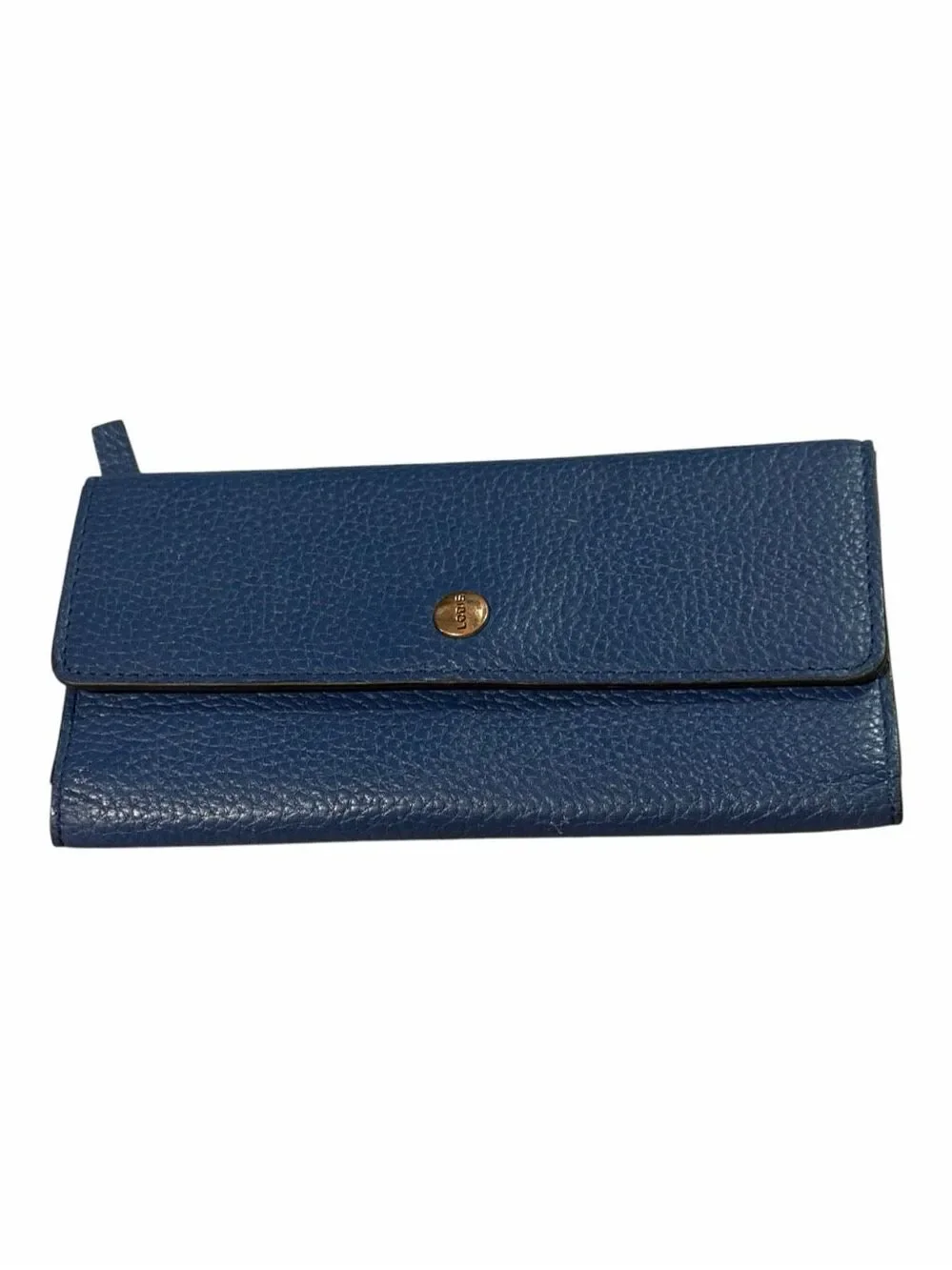 LODIS Kate Large Flap Blue Pebbled Leather RFID Wallet Continental Clutch